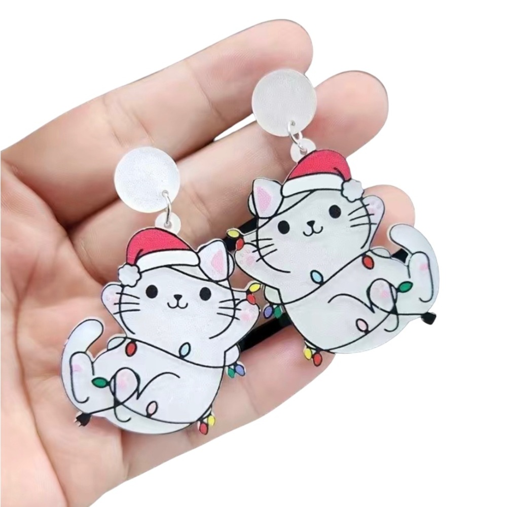 Christmas Kitty Earrings NWT